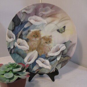 Petal Pals Collection Lily Chang Cat Garden Butterfly Collector Plates